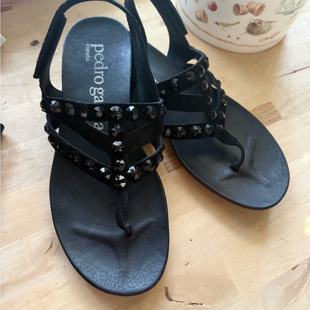 Pedro Garcia Black Crystal Sandals size 38.5 (~US 8.5)